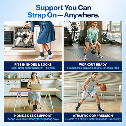 Modvel Foot & Ankle Brace Socks with Adjustable Support Strap – Compression Sleeve for Sprained Ankle, Plantar Fasciitis Relief Tendonitis & Arthritis, Stabilizing Foot & Ankle Support for Women & Men