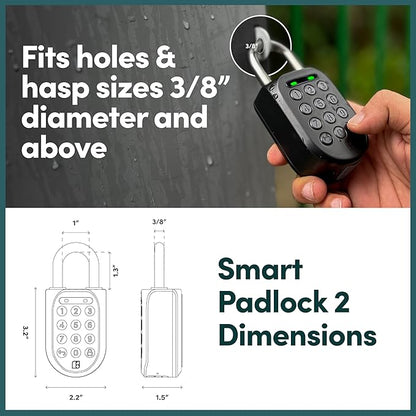 igloohome New Smart Padlock 2 (SP2) 2-Pack, The Toughest Smart Padlock – Generate Access from Anywhere with The Mobile app (iOS/Android) – No WiFi Needed, Waterproof & Rechargeable