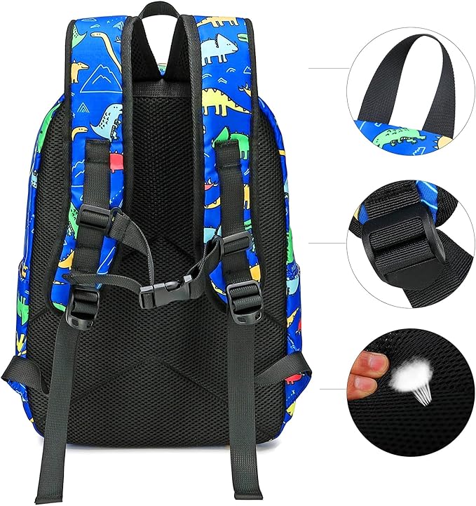 CAMTOP Backpack for Kids, Boys Preschool Backpack with Lunch Box Toddler Kindergarten School Bookbag Set (Y025-2 Dinosaur-Dark Blue)