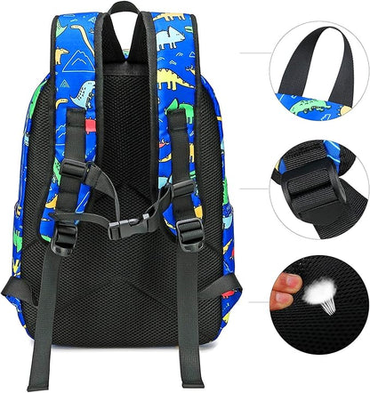 CAMTOP Backpack for Kids, Boys Preschool Backpack with Lunch Box Toddler Kindergarten School Bookbag Set (Y025-2 Dinosaur-Dark Blue)