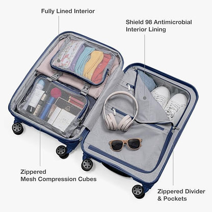 Traveler's Choice Pagosa Indestructible Hardshell Expandable Spinner Luggage, Navy, 26-Inch Medium