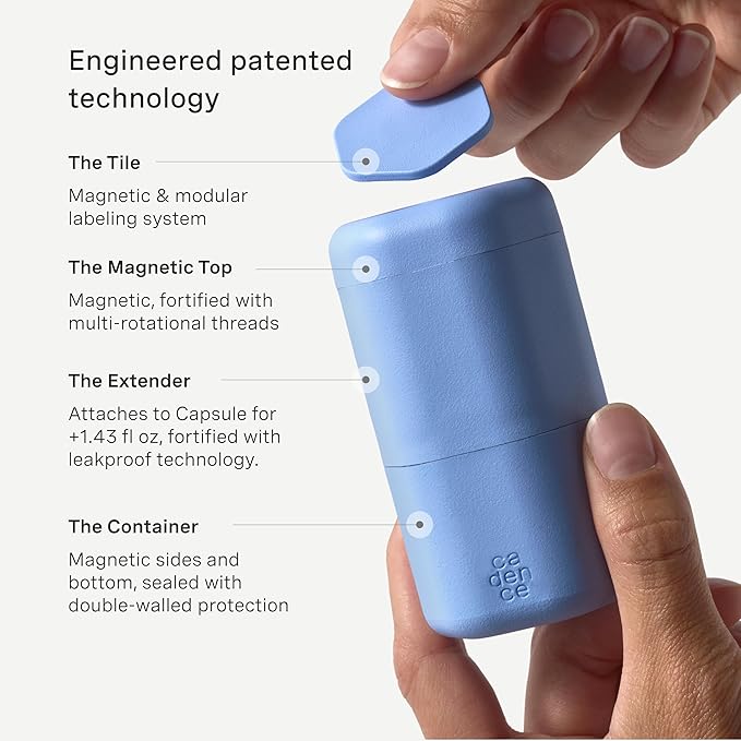 Cadence Extender - Add On to Any Flex Magnetic Containers with Lids,Extension to Travel Bottles for Toiletries - Carry On Travel Essentials For Women/Men - Adds Additional 1.43 fl oz - 3pk, Sand