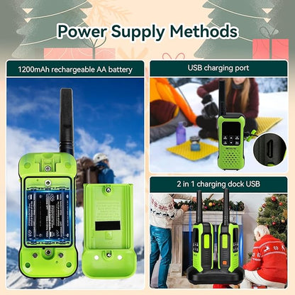 Retevis RT49P Walkie Talkies, Durable 2 Way Radios Long Range, Emergency Rechargeable IP67 Floating Waterproof FRS Walkie Talkies, NOAA SOS Flashlight for Skiing Pool Swimming Shower 2 Pack