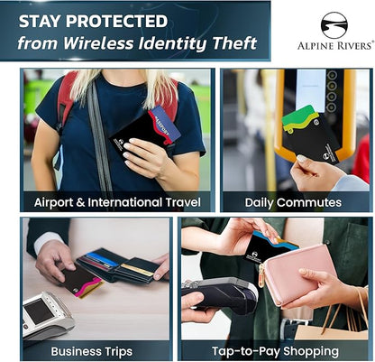 RFID Blocking Credit Card Sleeves 18-Piece Set – 14 Color-Coded Card Protectors with 4 Passport Holders – Slim Water-Resistant Anti-Theft Protection for Travel