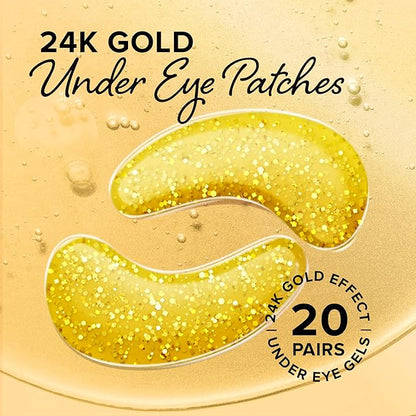 MAREE 24k Gold Glow Under Eye Gels for Dark Circles and Puffiness - Cooling Collagen & Hyaluronic Acid Skincare Gel Pads - Gold Eye Patches for Puffy Eyes and Dark Circles - Under Eye Masks