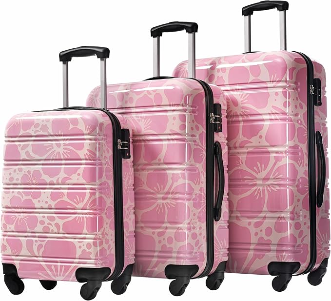 Luggage Sets 3 Piece Durable Suitcase Set with Spinner Wheels, 3 Pcs Hardside Lightweight luggage with TSA Lock, Large Checked Travel Suitcases