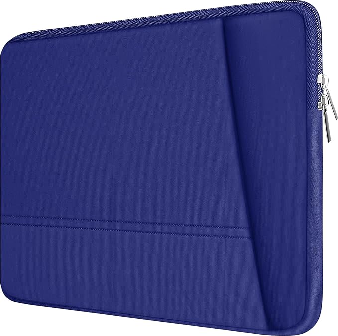 TEDNETGO 15.6 Inch Laptop Sleeve, Durable Neoprene Case with Pockets, Protective Carrying Bag for Dell, Lenovo, Asus, Blue
