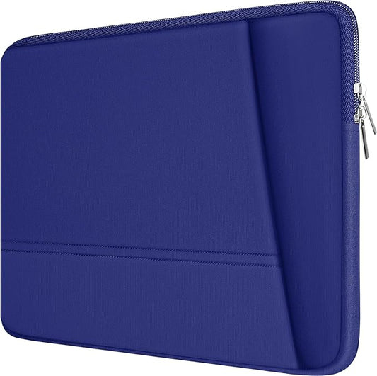 TEDNETGO 15.6 Inch Laptop Sleeve, Durable Neoprene Case with Pockets, Protective Carrying Bag for Dell, Lenovo, Asus, Blue