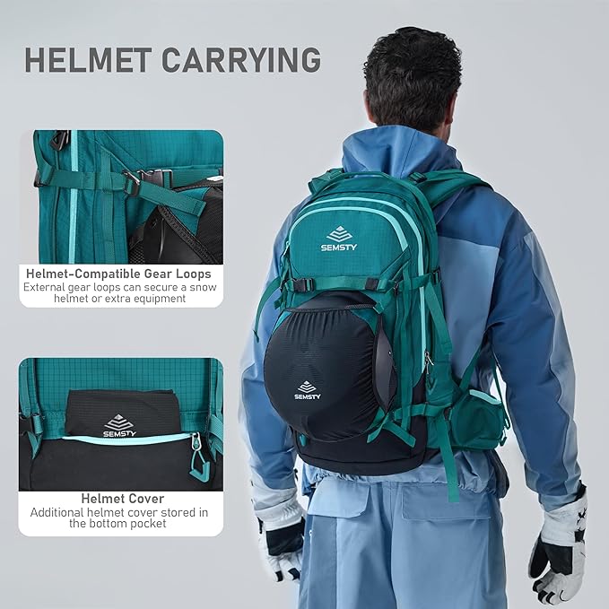 25L Ski Hydration Backpack with 2L Water Bladder, Insulated Harness, Waterproof Snowboard Travel Hiking Backpack for Snowboard Ski Hiking Camping