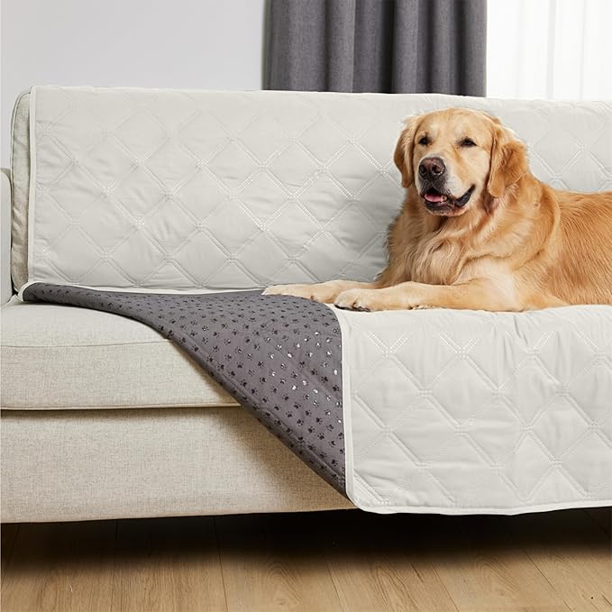 GORILLA GRIP Waterproof Couch Cover for Dogs, Gripped Slip Resistant Backing, Leak Proof Washable Dog Blanket Covers Sofa, Bed, Sectional, Crate, Car, RV Seats, Pet Puppy Essentials, 30x70 Light Taupe