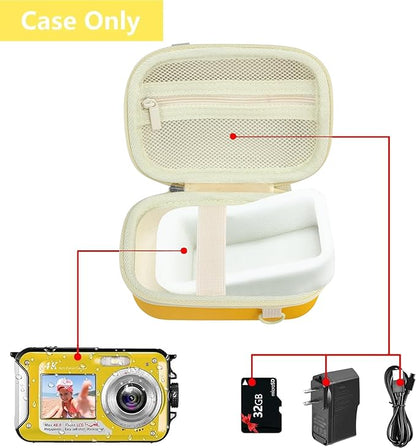 Leayjeen Underwater Camera Case Compatible with YISENCE/QUNVAL/Yifecial/YEEIN 11FT Waterproof Camera,Selfie Underwater Camera for Snorkeling Compact Floatable-Yellow（Case Only）