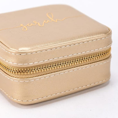 Angelina's Palace Personalized Jewelry Case with Name Engraved,Custom Leather Travel Jewelry Organizer Box for Rings,Earrings,Necklaces,Birthday Bridesmaid Gift For Women