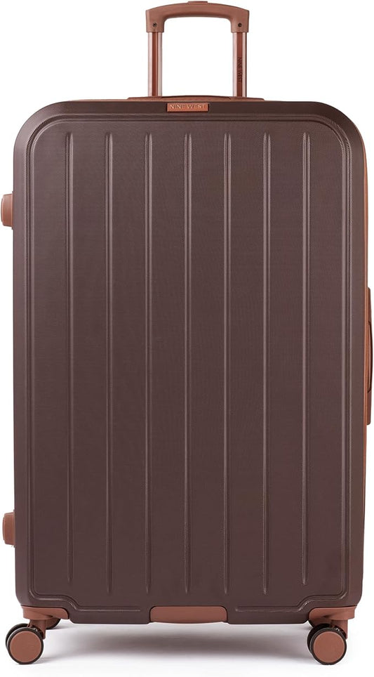 Nine West Bali 32 inch Luggage with Spinner Wheels – Chocolate Hardshell Extra Large Suitcases for Travel with Packing & Laundry Bag – Large Lightweight Suitcase with Wheels – Checked Luggage