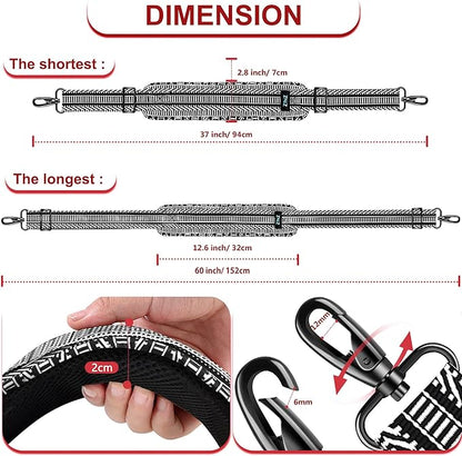 ZINZ 60" Universal Strap with Ultra-thick Fixed Breathable Pad - Adjustable Heavy-duty Shoulder Strap for Laptop, Crossbody, Luggage, Gym Bag, Camera Bag and More - TH01B03