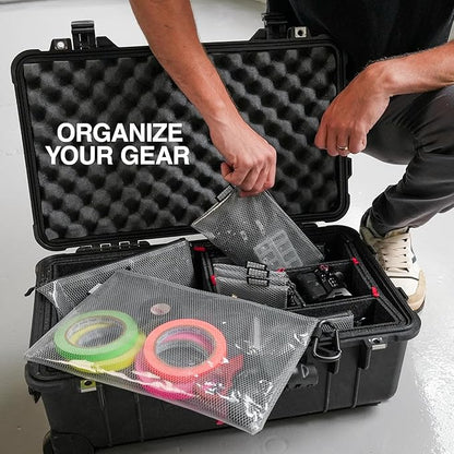 GOBAGS Air Production Small Clear Zipper Pouch (4‑Pack) – Cable Organizer & Travel Gear Bag for Electronics, Camera Accessories, Tool Pouch & Small Tech Storage