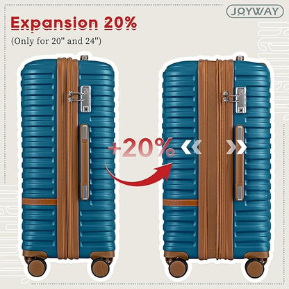 Joyway Expandable Luggage Sets 5 Piece, Lightweight Hard Shell Travel Suitcase Set with Spinner Wheels and TSA Lock, Blue