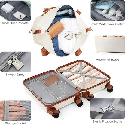 Luggage Spinner Wheels Lightweight TSA Lock Suitcase With Cosmetic Carry On Bag