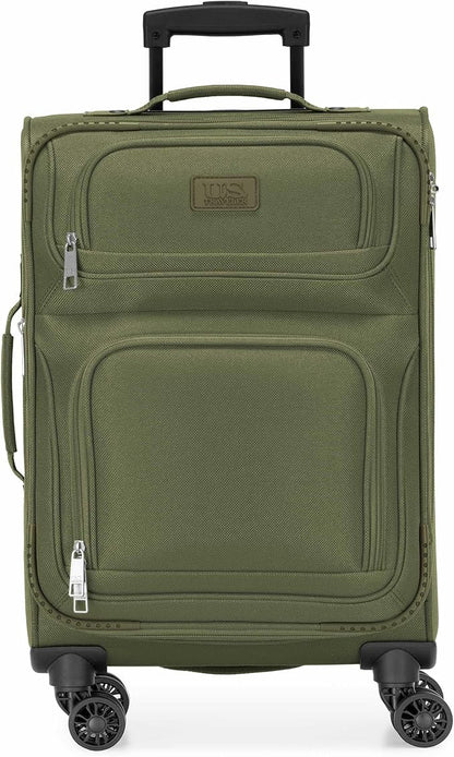 U.S. Traveler Rio Lightweight Softside Rolling Carry-on Suitcase, 4-Wheel Single, Green