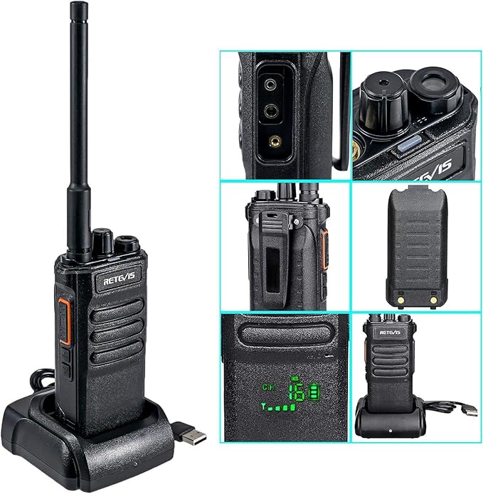 Retevis RT86 Emergency Two Way Radios Long Range,Professional Walkie Talkies with 2600mAh Rechargeable,Alarm,Flashlight,Shatterproof Display,Handheld 2 Way Radio for Off-Roading Overland Farm(2 Pack)