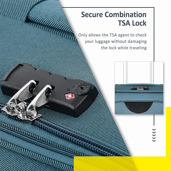 Luggage Sets 3 Piece Softside Expandable Lightweight Durable Softshell Suitcase Sets Spinner Wheels TSA Lock