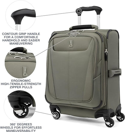 Travelpro Maxlite 5 Softside Expandable Luggage with 4 Spinner Wheels, Lightweight Suitcase, Men and Women, International, Slate Green, Carry-on 19-Inch