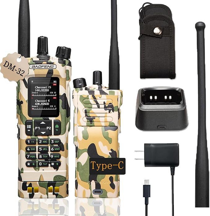 BAOFENG DM32 DMR 10W Long Range Walkie Talkie | Dual Band VHF/UHF | GPS & USB-C Rechargeable | Two Way Radio for Outdoor Hunting Emergency