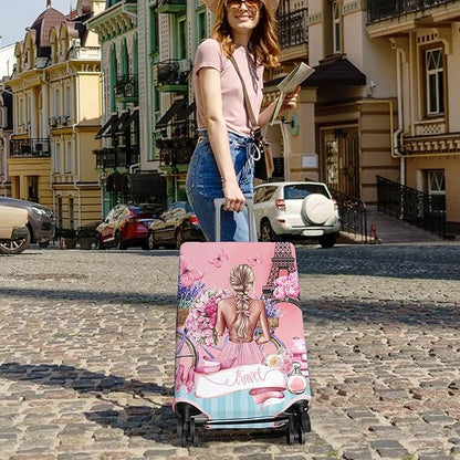 Travel Luggage Cover Suitcase Protector Fits 18-32 Inch Wheel Covers PatternedTravel Related Items Flower Luggage Protector Elastic L
