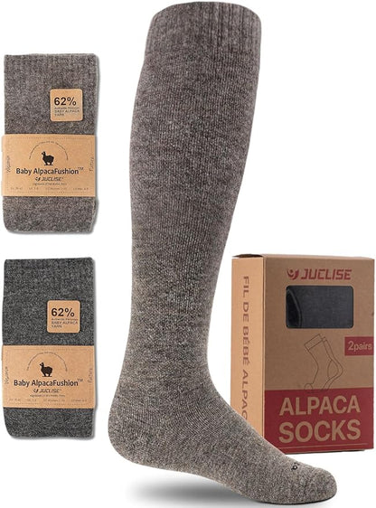 Alpaca Wool Heavyweight 15-25 mmHg Knee High Compression Support Socks Thick Winter Thermal Warm Soft Travel Flying