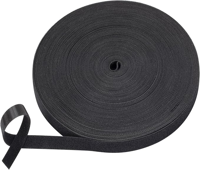 Nylon Hook and Loop Cable Ties, Black Self-Adhesive Reusable Cable Rolls-Customizable Length for Electricians,Home Cable Tie Alternative,Organizer Tape for Wires(25Yd X1Rolls)