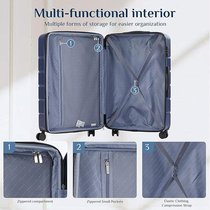OLIXIS 21 Inch Carry-On Luggage, Hardside Suitcase with Spinner Wheels, Lightweight ABS Hard Shell Travel Luggage, TSA Approved Lock, Expandable Small Suitcase for Business & Travel–Blue