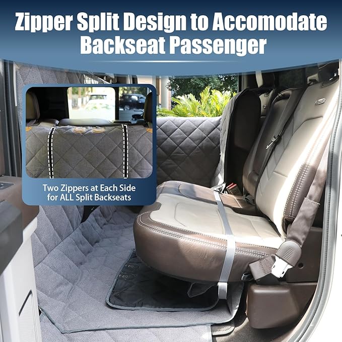 Dog Car Seat Cover for Back Seat, Hard Bottom Car Seat Cover with Door Protector for Full-Size Crewcab Trucks, Scratch-Resistant, Waterproof Back Seat Extender for Dogs