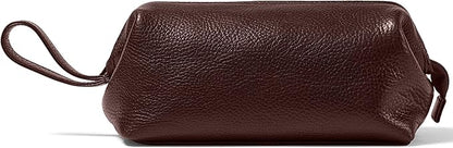 Leatherology Premium Espresso Framed Toiletry Bag - Wide-mouth zippered opening, interior and exterior zippered compartments, compact and functional