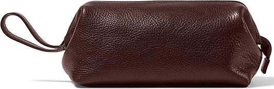 Leatherology Premium Espresso Framed Toiletry Bag - Wide-mouth zippered opening, interior and exterior zippered compartments, compact and functional