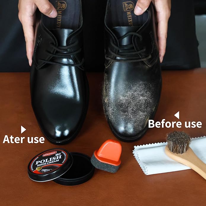 Black Brown Shoe Polish Kit Saddle Soap Mink Oil Leather Boot Shoe Shine Kit Conditioner Cream Wax Care Clearner Set