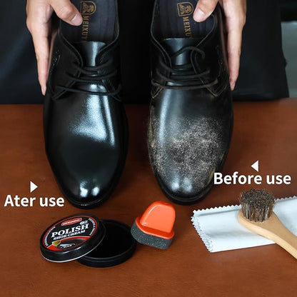 Black Brown Shoe Polish Kit Saddle Soap Mink Oil Leather Boot Shoe Shine Kit Conditioner Cream Wax Care Clearner Set