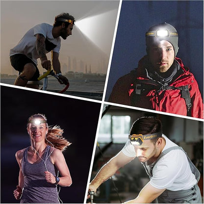 EverBrite Rechargeable Headlamp - 350 Lumens Headlight with Red/Green Light and Tail Light, 7 Lighting Modes with Memory Function, Perfect for Trail Running, Camping and Hiking