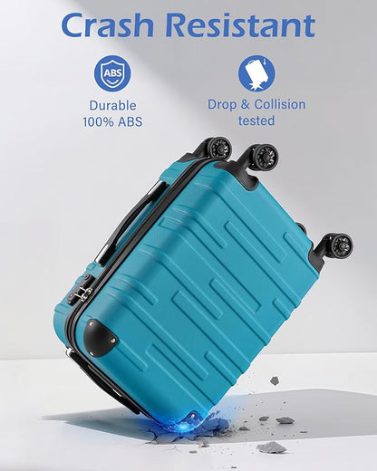 Coolife Luggage Suitcase Carry-on Hardside Travel Luggage TSA Lock Spinner Telescopic Handle
