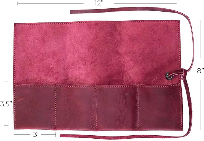 Hide & Drink, Leather Watch Roll Organizer Handmade from Full Grain Leather, Holds Up to 4 Watches, Easy Carry On Watchlover Storage (Sangria)