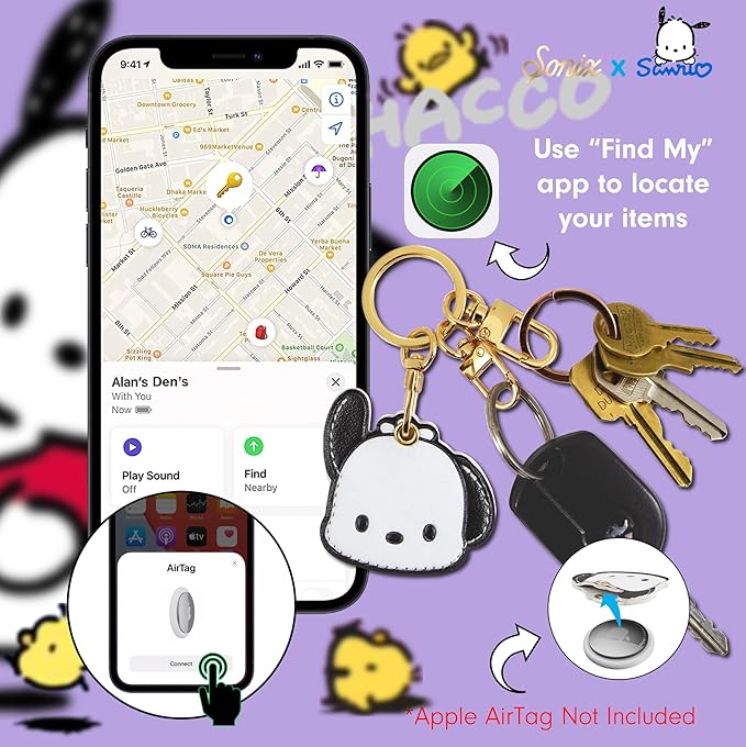 Sonix x Sanrio Character Keychain Case Compatible with Apple AirTag | Protective AirTag Cover Keychain | Pochacco