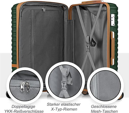 Joyway 24 Inch Checked Luggage, Expandable Suitcase with Spinner Wheel, 3 Piece Hard Shell Luggage Set with TSA Lock(Green)