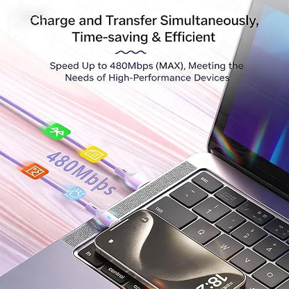 USB Cable PD Fast Charger(C TO C Rubber Purple)Mobile phone data cable,charging cable, supports data transfer,39-inch,soft liquid silicone material，compatible with almost all Type-C devices.