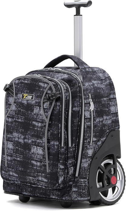 NEW TILAMI 20" Rolling Backpack for Teens Adults, Climbing Stairs Waterproof Backpack with Wheels for School Business Trave Camping with Laptop Compartment, Fit 17 Inch Laptop, Grey Mosaic
