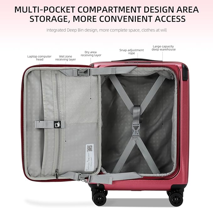 Premium Carry On Luggage, 20Inch+29 Inch Top Opening Airline Approved ABS+PC Hard Shell Suitcases with Silent Wheels, TSA Lock,Front Pocket and Wet-dry Separated Six-piece Set