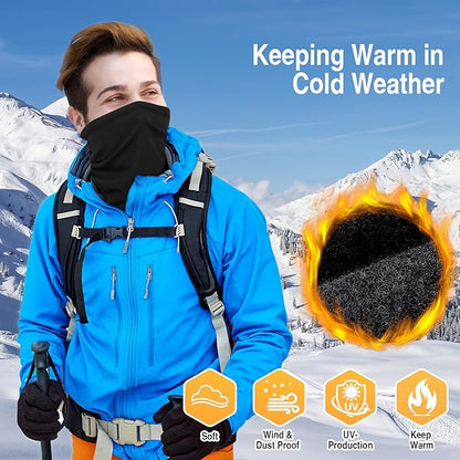 2 Pack Winter Neck Gaiter Warmer for Men&Women,Windproof Face Cover Fleece Face Mask Scarf for Cold Weather Sport