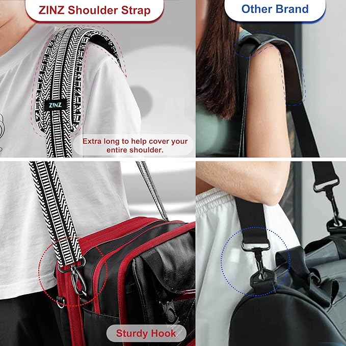 ZINZ 79.5" Universal Strap with Ultra-Thick Fixed Breathable Pad - Adjustable Heavy-Duty Shoulder Strap for Laptop, Crossbody, Luggage, Gym, Camera Bag and More - TH01B03