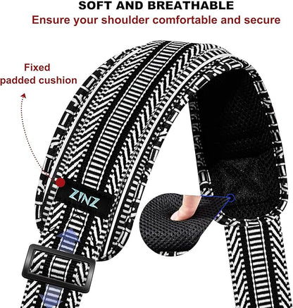 ZINZ 79.5" Universal Strap with Ultra-Thick Fixed Breathable Pad - Adjustable Heavy-Duty Shoulder Strap for Laptop, Crossbody, Luggage, Gym, Camera Bag and More - TH01B03