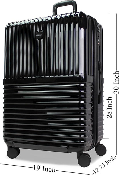 World Traveler Dejuno Tonal 28-Inch Polycarbonate Lightweight Hardside Expandable Spinner Luggage Suitcase with TSA Lock - Onyx