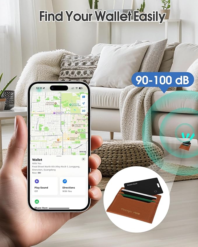 Upgrade Wallet Tracker Card,Ultra-Thin Air Tag Wallet Finder, GPS Tracker Item Locator Battery Smart Card IP68 Waterproof,Work with Apple Find My APP, iOS Only