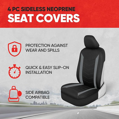 Motor Trend (2) Car Seat Covers for Front Seats with (2) Trimmable Car Floor Mats – Universal Fit Auto Accessories for Cars, Trucks, SUVs, Vans – Interior Protection and Vehicle Interior Shield Combo