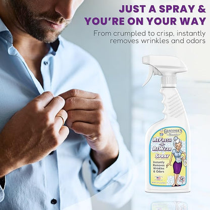 Grandma's Secret Refresh N ReWear Spray - Instantly Removes Wrinkles & Odors - Wrinkle Release, Fabric Refresher Spray, Chlorine, Bleach and Toxin-Free - 16 Ounce, 2 Pack